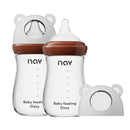 Natural Glass Baby Bottle for Breastfeeding Babies, 8oz Anti-Colic Baby Bottle with Natural Response Nipple(M), Clear, Wide Neck, 2 Pack, 3 Months+ by TinyTreasures Baby Boutique