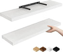 Fun Memories Floating Shelves for Wall, 24" Rustic Wood Deep Wall Mounted Shelves with Invisible Brackets for Decor & Storage, Floating Shelf for Living Room, Bathroom (White, Set of 2) by CozyNest Decor