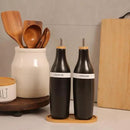HOMCDALY Olive Oil and Vinegar Dispenser Set, Two 16oz Ceramic Oil Dispenser for Kitchen, Kitchen Dispenser Bottle for EVOO Vinegar Syrups, Modern Farmhouse Design| Set of 2 – Black by CozyNest Decor