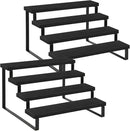 YINMIT Wooden Display Riser Stand, Tiered Perfume and Cologne Organizer Stand, 4 Tier Spice Rack Organizer, Rustic Display Shelf for Candles (4 Tier,2Pack,Black) by CozyNest Decor