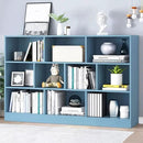 IOTXY Open Shelf Low Bookcase - Wooden 3-Tier Floor Standing Display Cabinet Organizer with Base, 10 Cubes Short Horizontal Bookshelf in Bright Blue by CozyNest Decor