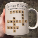 Trending Custom Brothers And Sisters Forever Linked Together Crossword Puzzle Art Personalized Mug, Gift For Brothers, Sisters, Siblings, Family Member on Birthday Christmas by TinyTreasures Baby Boutique