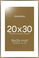 Homeforia 20x30 Picture Frame Bronze, High End Metal 20 x 30 Large Poster Frames with Mat 16 by 24 for Photo, 20x30 Brass Frame Matted to 16x24, 30x20 Hanging Frame, Tempered Glass, Wall Kit, Set of 1 by CozyNest Decor