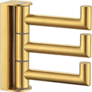 Angle Simple 3 Arms Towel Hook Brushed Gold, 304 Stainless Steel Swivel Triple Towel Holder, Folding Bathroom Hook, Wall Mount by CozyNest Decor