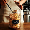 SAIOOL 2-Pack Striped Borosilicate Glass Airtight Canisters - Big mouth Large Capacity, Acacia Wood Lid, Food Storage Jars for Flour, Pasta, Pantry Organization (3/4 Gallon （2 Striped pack）) by CozyNest Decor