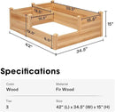 VIVOSUN 3-Tier 3-Grid Wooden Raised Garden Bed, 42.5 x 34.5 x 15 Inches, Outdoor Elevated Wood Planter Box with Screwdriver for Gardens, Patios, Backyards, Balcony and Outdoors by GreenHaven Gardens