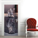 3D Peel and Stick Wall Mural - Cat Becomes Tiger - Self-Adhesive Removable PVC Waterproof Door Poster for Bedroom Living Room 37.4" x 82.7" by GreenHaven Gardens