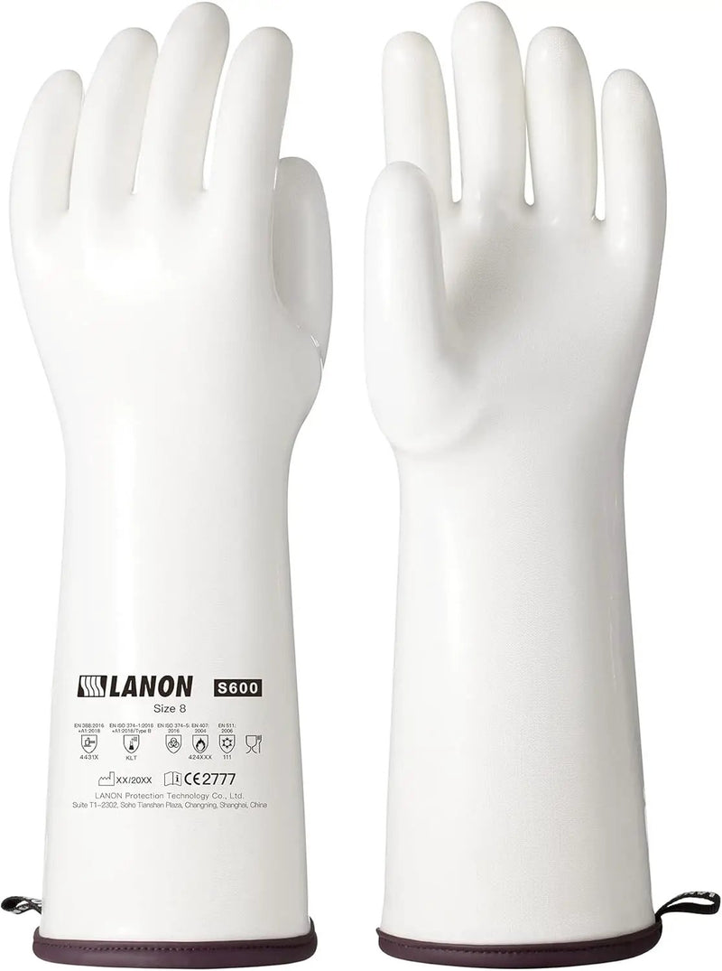 LANON 15" Liquid Silicone Heat Resistant Oven Gloves, Food Grade, CoralAir Liner, Waterproof, Extra Long, Medium