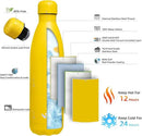 Insulated Water Bottles,25 oz Double Wall Stainless Steel Vacumm Metal Flask for Sports Travel,Yellow by CozyNest Decor