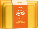SMIRLY Plastic Cutting Board Set 3 Pieces, Non-Slip Dishwasher Safe Chopping Boards for Kitchen, Yellow by CozyNest Decor