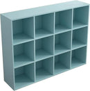 12-Cube Storage Shelf Bookcase - Wooden 3-Tier Floor Standing Open Bookshelf for Home and Office, Display Cabinet, Light Blue by CozyNest Decor