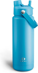 Insulated Water Bottle with Straw - Encool Stainless Steel Water Bottle, Leak-Proof, BPA-Free, Double Wall Vacuum Keeps Cold for 24 Hours for Sports, Travel, School (32 oz, Azure Blue) by CozyNest Decor