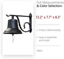 NACH Rustic Cast Iron Doorbell, Medium Door Bells for Homes, Classic Dinner Bell, Black Doorbell, 12.2 x 7.7 x 8.3 Inches, JS-90-096 by GreenHaven Gardens