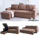 Naomi Home Transform Any Space: Sleeper Sectional Sofa with Convertible Sofa Bed & Inviting Chaise. Find Tranquil Comfort with Stress-Relieving Design & Durable Cushions - Mocha/Velvet by CozyNest Decor