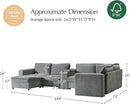 HULALA HOME Modular Sectional Sofa with USB Port and Console, 6 Seater Sofa with Storage Ottoman, Oversized U Shaped Couches for Living Room, FSC Certified, Grey by CozyNest Decor