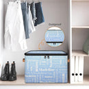 Custom Storage Basket with Name, Personalized Storage Bins with Zipper Lid, Foldable Fabric Storage Box Large capacity with Handle White Blue by TinyTreasures Baby Boutique