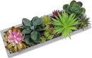 MyGift 15 Inch Mixed Color Assorted Artificial Succulent Plant Arrangement in Modern Gray Clay Planter Tray by CozyNest Decor