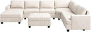 Nolany Sectional Couch with Storage Ottoman, U Shape Sectional Sofa with Chaise, Corduroy Modular Sectional Couches for Living Room, Beige by CozyNest Decor