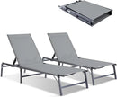 Outdoor Chaise Lounge Chair Set of 2, Foldable & Assemble-Free, 6 Adjustable Positions, Durable Rust-Resistant Frame, Portable Outdoor Pool Lounge Chairs for Pool Patio Beach, Grey by GreenHaven Gardens
