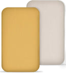 Muslin Bedside Bassinet Sheets 2 Pack, 33x20 Fitted Ultra Soft & Breathable Bedside Sleeper Sheets, Ideal for Baby Girl and Boy, Perfect for Newborns (Beige & Mustard Yellow) by TinyTreasures Baby Boutique