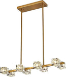 Dining Room Light Fixture,Gold Modern Crystal Chandelier Rectangular Pendant Light with 8 Light Farmhouse Chandeliers for Kitchen Island Dining Room Living Room Bedroom by CozyNest Decor