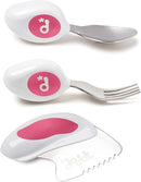 doddl Toddler Utensils, Ergonomic Fork Spoon and Knife Set for Self Feeding, Stainless Steel Silverware for 1-3 Year Olds, BPA Free, Dishwasher Safe (Magenta) by TinyTreasures Baby Boutique