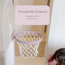 PLAYSMOL Basketball Hoop for Toddlers & Kids, Rainbow Backboard with Blue Rim, Indoor Outdoor Mini Basketball Hoop, Adjustable Height, Colorblock Plush Ball Included, Ages 18m+ by TinyTreasures Baby Boutique