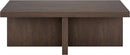 Henn&Hart 44" Rectangular Wood Pedestal Low-Profile Coffee Table for Living Room, Family Room, or Office, Alder Brown by CozyNest Decor