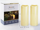 Homemory 4" x 10" Large Waterproof Outdoor Flameless Candles, Battery Operated LED Pillar Candles with Remote and Timers for Indoor Outdoor Lanterns, Long Lasting, Dark Ivory, Set of 2 by CozyNest Decor