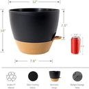 12 inch Large Self Watering Pots, Plastic Planters with 60oZ Removable Deep Reservoir and Multi Mesh Drainage Holes for Indoor Outdoor Garden Plants and Flowers, Black with Brown by GreenHaven Gardens