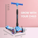 LOL-FUN Toddler Scooter for Kids Ages 3-12 Years Old Boy Girl with 3 Wheel LED Lights, Extra-Wide Childrens Foldable Kick Scooter Kids Ages 3-5 with 4 Adjustable Height and Lean-to-Steer by TinyTreasures Baby Boutique