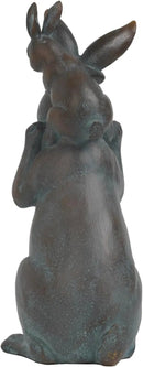 Rabbit Garden Statues Bunny Decorations - Easter Bunny Father with Baby Figurine Easter Gift Dark Gray Garden Spring Bunny Sulpture for Yard Framhouse Outdoor Décor 7*5.25*15.25 in Newman House Studio by GreenHaven Gardens