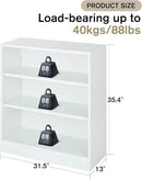 3-Tier Bookshelf with Adjustable Shelves, White Metal Space Saving Storage Shelf Bookcase, Small Open Storage Shelf for Living Room, Home Office, Dinning Room, Pantry (White-36H) by CozyNest Decor