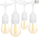 Banord White Outdoor String Lights, Commercial Grade Patio Lights with 30 1W S14 Dimmable Shatterproof LED Bulbs, Heavy Duty Hanging Lights for Outdoor, Waterproof String Lights 96ft (2x48ft) by GreenHaven Gardens