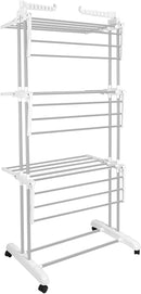Bigzzia Clothes Drying Rack, Folding Stainless Steel Drying Rack Clothing Indoor Outdoor, Space-Saving, 4 Tier Laundry Drying Rack with Two Side Wings -Grey White by TinyTreasures Baby Boutique