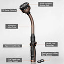 RESTMO Watering Wand, Heavy Duty Metal Garden Hose Wand with Thumb Flow Control, 15-Inch Long Hose Nozzle Sprayer with 10 Spray Patterns, Ideal to Water Hanging Baskets and Shrubs, Oil Rubbed Bronze by GreenHaven Gardens