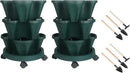 Vertical Planter 3 Tier Stackable Planters Garden Planters Strawberry Herb Flower and Vegetable Planter Indoor Outdoor Gardening Pots with Removable Wheels and Tools 2-Pack by CozyNest Decor
