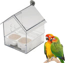 Ziveseller/Sowhathow Pull-Out External Parrot Feeder, Parrot Feeder Parakeet House Bird Bath Transparent Dish Water, Hanging Wild Bird Seed with Squirrel Proof Tray (White) by GreenHaven Gardens