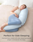 Momcozy Pregnancy Pillows for Side Sleeping, J Shaped Maternity Body Pillow for Pregnancy, Soft Pregnancy Pillow for Head Neck Belly Support, Blue by TinyTreasures Baby Boutique