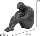 Guichifun Sitting Man Sculptures Home Decor - Resin Bronze Male Holding Arms Legs Lonely Statues Decorative Objects Outdoor Gift for Men 7.5 x 3.7 x 5.8 Inch by CozyNest Decor