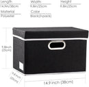 PRANDOM Foldable Storage Box with Lid [3-Pack] Fabric Collapsible Storage Bin Organizer Container Basket Cube with Cover for Home Bedroom Closet Office Nursery Black (14.9x9.8x9.8) by CozyNest Decor