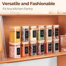 Comsaf Spice Jars with Label，8 oz Small Glass Jars with Lids, 6 Pcs Seasoning Containers, Rectangle Glass Containers with Lids, Empty Seasoning Jars for Pantry Storage, Loose Tea, Herbs, Powders, Salt by CozyNest Decor