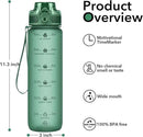 32oz Motivational Water Bottles with Time Marker & Fruit Strainer, Transparent Gradient Color Water Bottle with Times to Drink, Leakproof & BPA Free, Reusable Bottle with Strap (No Straw) by CozyNest Decor
