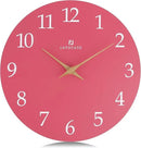 Lafocuse 12 Inch Silent Pink Wall Clock Battery Operated for Living Room Decor, Simple Minimalist Wooden Kids Pink Clock for Girls Bedroom Office by CozyNest Decor
