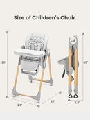 Foldable High Chair with Soft Cushion, High Chairs for Babies and Toddlers, Height Adjustable Feeding Chair, Adjustable Backrest and Footrest, Lockable Wheels, Woodgrain Star Gray by TinyTreasures Baby Boutique