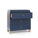 Storkcraft California 3-Drawer Chest with Removable Changing Topper (Midnight Blue with Driftwood) – GREENGUARD Gold Certified, Interlocking Drawer System, Pre-Installed Tracks, Easy Assembly by TinyTreasures Baby Boutique