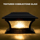 SIEDiNLAR Solar Post Lights Outdoor Glass LED Fence Cap Light 2 Modes for 4x4 5x5 6x6 Posts Deck Patio Garden Decoration Warm White/Cool White Lighting Black (1 Pack)
