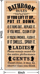 Rustic Western Bathroom Decor - Funny Wall Signs, Farmhouse Country Rules Wall Decor H1 by CozyNest Decor