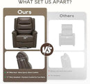 COLAMY Oversized Leather Recliner Chair, 360°Swivel Rocking Manual Recliner with Thick Cushioned Padding Backrest and Wide Seat - Lightbrown by CozyNest Decor