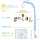 Woodland Crib Mobile – Forest Animals Baby Mobile for Crib with Upgraded 3-Mode Music Box, Blue Nursery Mobiles for Boys & Girls, Fits Standard Cribs, Forest Nursery Decor by TinyTreasures Baby Boutique